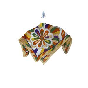 Vintage Paoli Square Silk Scarf Mid-Century Modern Floral Boho Hippie Retro 70s